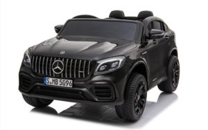 Elektro Kinderfahrzeug lizenziert Mercedes GLC AMG - mit Ledersitz, EVA Reifen und Lackiert - schwarz -1