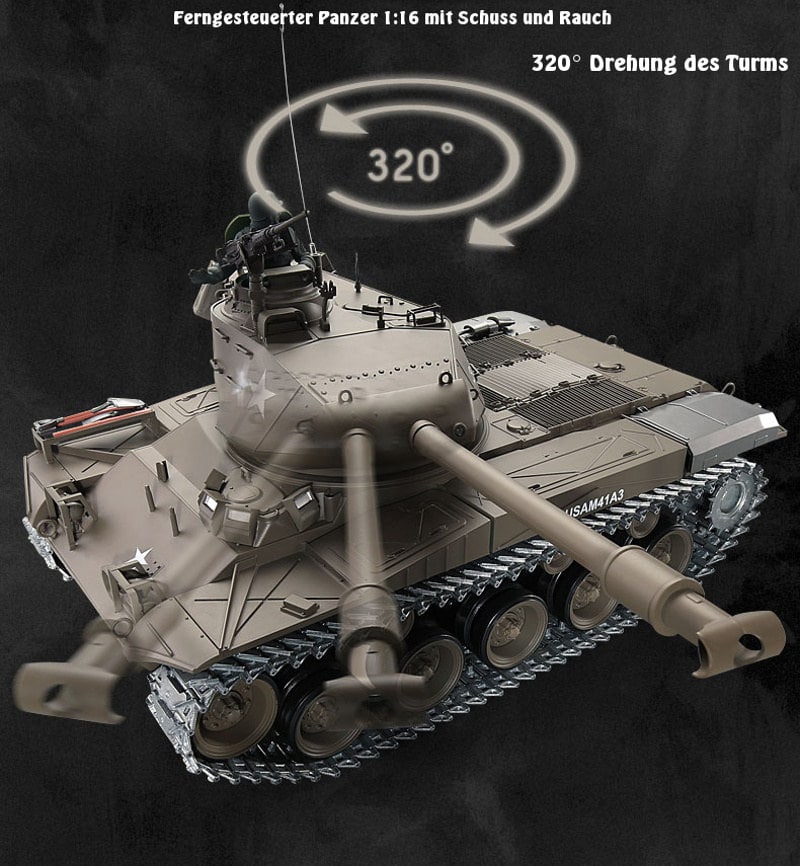 Ferngesteuerter Panzer mit Schuss U.S. M41 A3 WALKER BULLDOG Heng Long 1-16 -2,4Ghz V6.0 -PRO -5