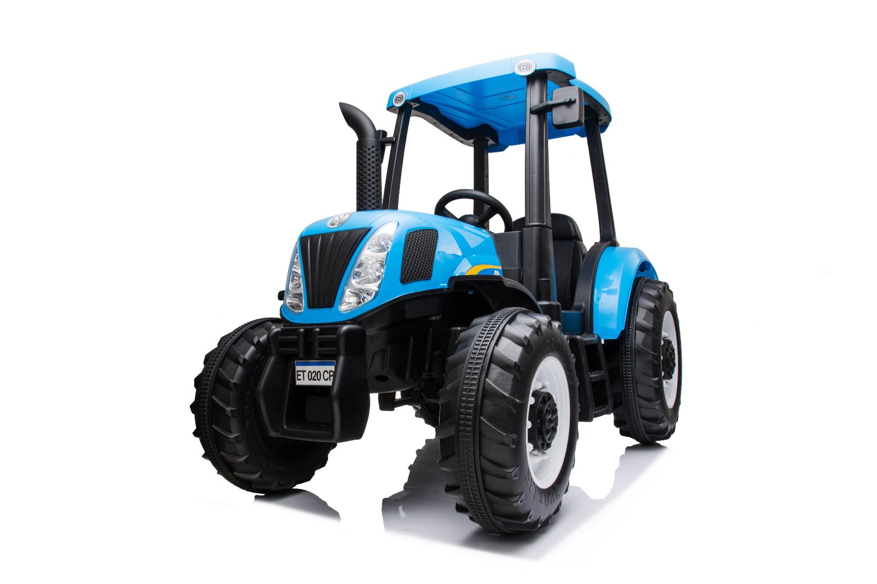 Kinder Traktor NEW HOLLAND-T7 12V, blau, Einsitzer, Ledersitz, MP3